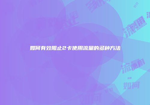 如何有效阻止2卡使用流量的多种方法
