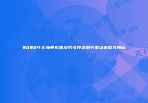2025年无补单流量服务引领流量卡市场变革与创新