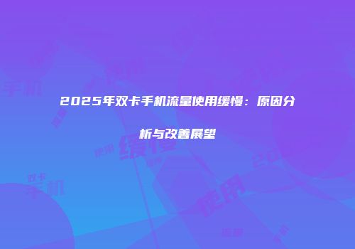 2025年双卡手机流量使用缓慢：原因分析与改善展望