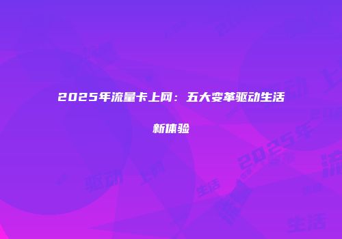 2025年流量卡上网：五大变革驱动生活新体验