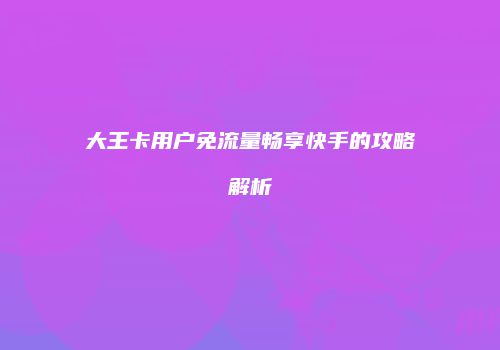 大王卡用户免流量畅享快手的攻略解析
