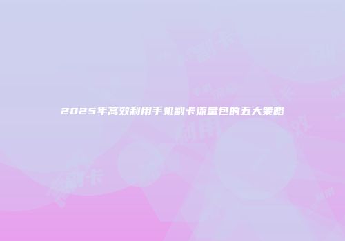 2025年高效利用手机副卡流量包的五大策略