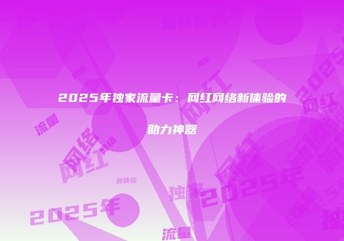 2025年独家流量卡:网红网络新体验的助力神器