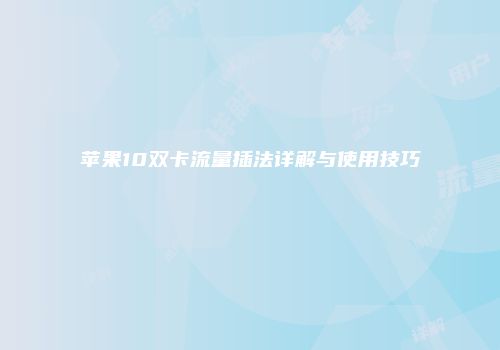 苹果10双卡流量插法详解与使用技巧