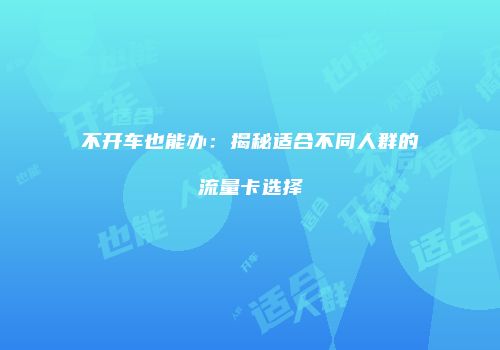 不开车也能办:揭秘适合不同人群的流量卡选择
