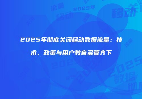 2025年彻底关闭移动数据流量:技术、政策与用户教育多管齐下