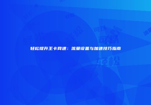 轻松提升王卡网速:流量设置与加速技巧指南
