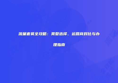 流量套餐全攻略:类型选择、运营商对比与办理指南