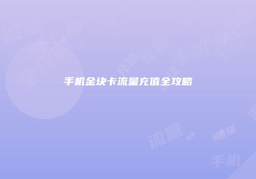 手机金块卡流量充值全攻略