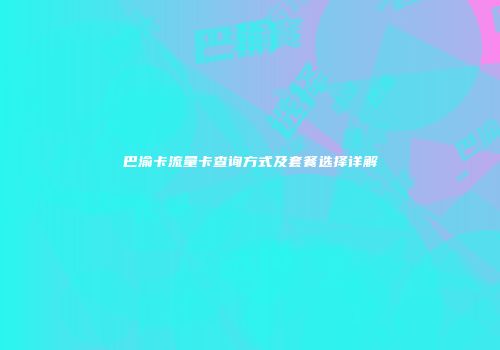 巴渝卡流量卡查询方式及套餐选择详解
