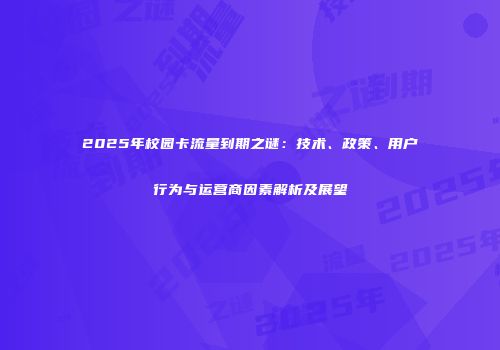 2025年校园卡流量到期之谜:技术、政策、用户行为与运营商因素解析及展望