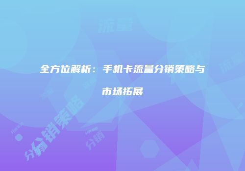 全方位解析：手机卡流量分销策略与市场拓展