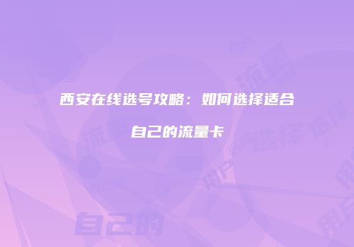 西安在线选号攻略：如何选择适合自己的流量卡