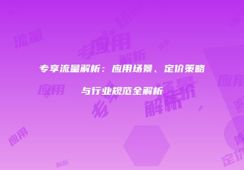 专享流量解析:应用场景、定价策略与行业规范全解析