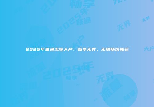 2025年联通流量大户:畅享无界,无限畅快体验