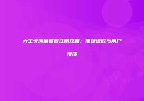 大王卡流量套餐注销攻略：便捷流程与用户反馈