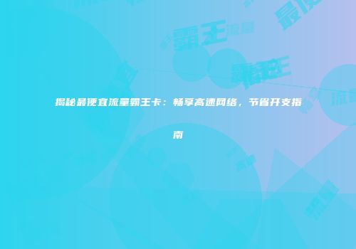 揭秘最便宜流量霸王卡:畅享高速网络,节省开支指南
