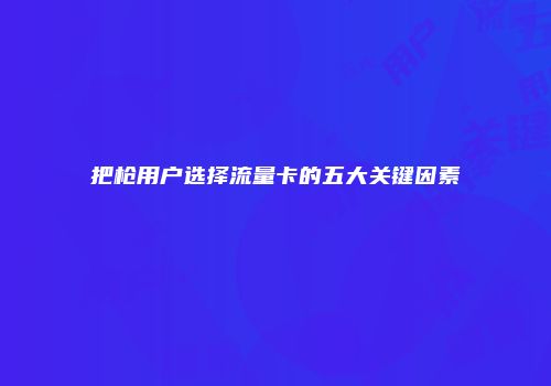 把枪用户选择流量卡的五大关键因素