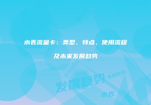 水表流量卡:类型、特点、使用流程及未来发展趋势