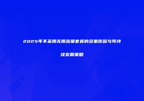 2025年不采用无限流量套餐的多重原因与可持续发展策略