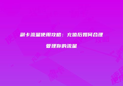 副卡流量使用攻略：充值后如何合理管理你的流量