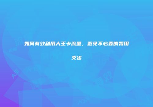 如何有效利用大王卡流量,避免不必要的费用支出
