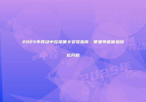 2025年领动中控流量卡安装指南:便捷导航体验轻松开启