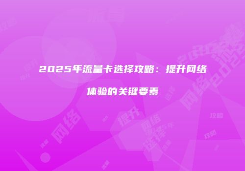 2025年流量卡选择攻略:提升网络体验的关键要素