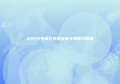 2025年高效返还流量卡策略与展望