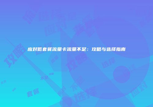 应对低套餐流量卡流量不足:攻略与选择指南