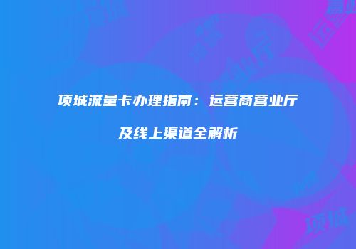 项城流量卡办理指南:运营商营业厅及线上渠道全解析