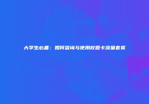 大学生必备：如何查询与使用校园卡流量套餐