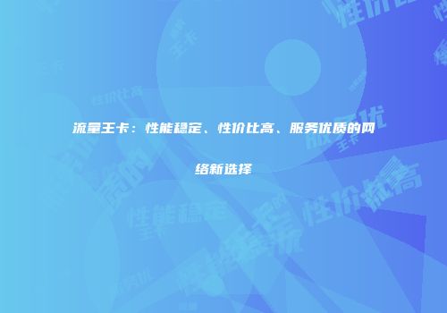 流量王卡：性能稳定、性价比高、服务优质的网络新选择