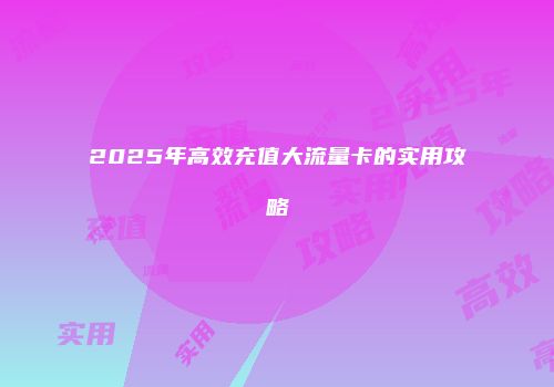 2025年高效充值大流量卡的实用攻略