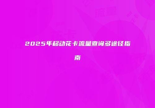 2025年移动花卡流量查询多途径指南
