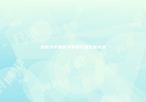 如何为手机副卡单独开通套餐流量