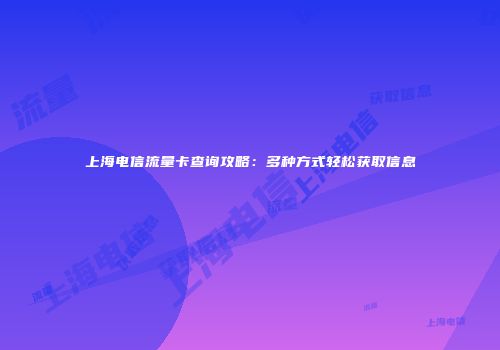 上海电信流量卡查询攻略:多种方式轻松获取信息