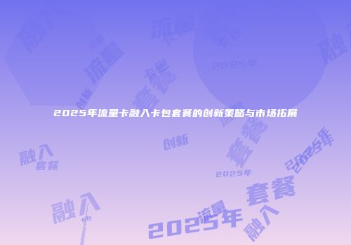 2025年流量卡融入卡包套餐的创新策略与市场拓展