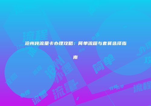 沧州纯流量卡办理攻略:简单流程与套餐选择指南