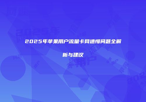 2025年苹果用户流量卡网速慢问题全解析与建议