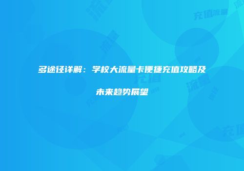 多途径详解:学校大流量卡便捷充值攻略及未来趋势展望