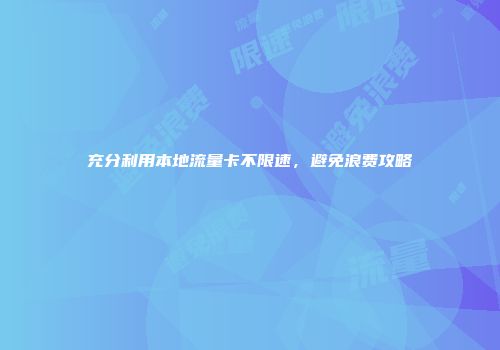 充分利用本地流量卡不限速,避免浪费攻略