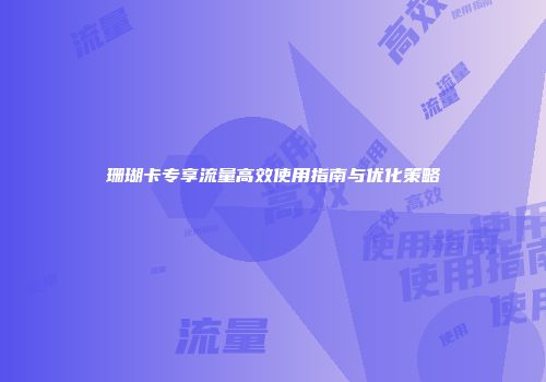 珊瑚卡专享流量高效使用指南与优化策略