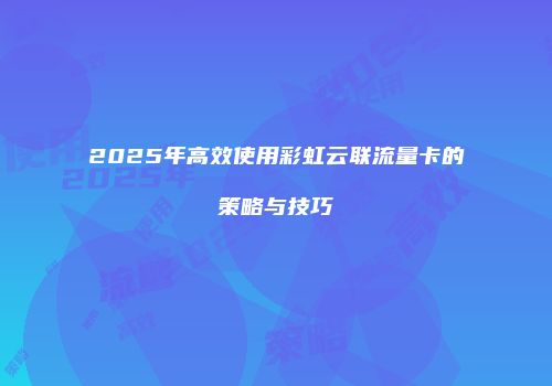 2025年高效使用彩虹云联流量卡的策略与技巧