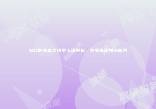 轻松购买掌火悦享卡流量包,享受高速网络服务