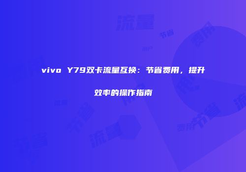 vivo Y79双卡流量互换:节省费用,提升效率的操作指南