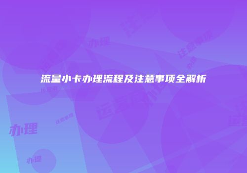 流量小卡办理流程及注意事项全解析