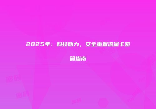 2025年:科技助力,安全重置流量卡密码指南