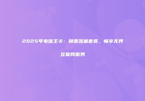 2025年电信王卡：颠覆流量套餐，畅享无界互联网服务