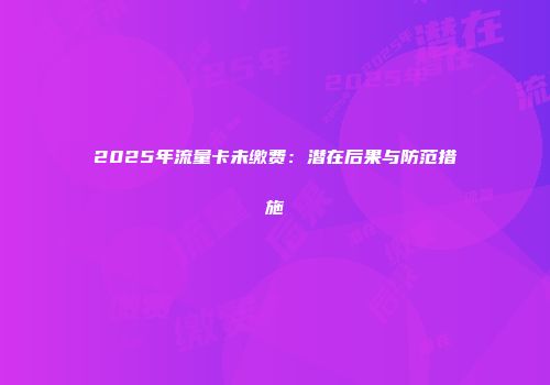 2025年流量卡未缴费:潜在后果与防范措施